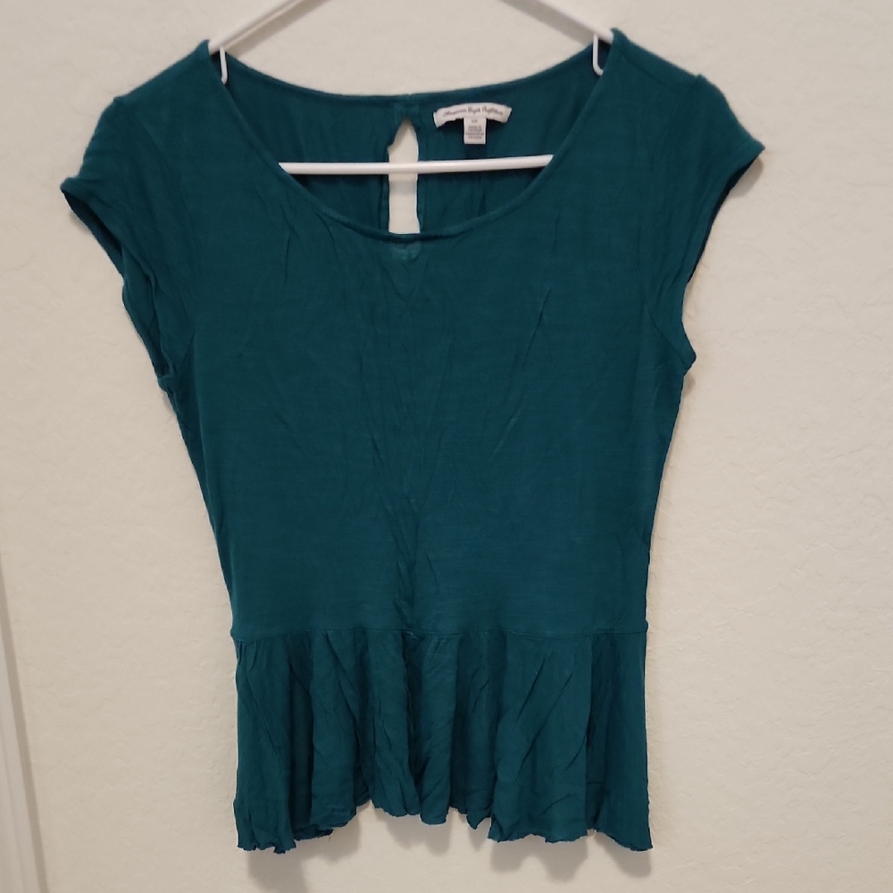 American Eagle Outfitters Teal Peplum Blouse